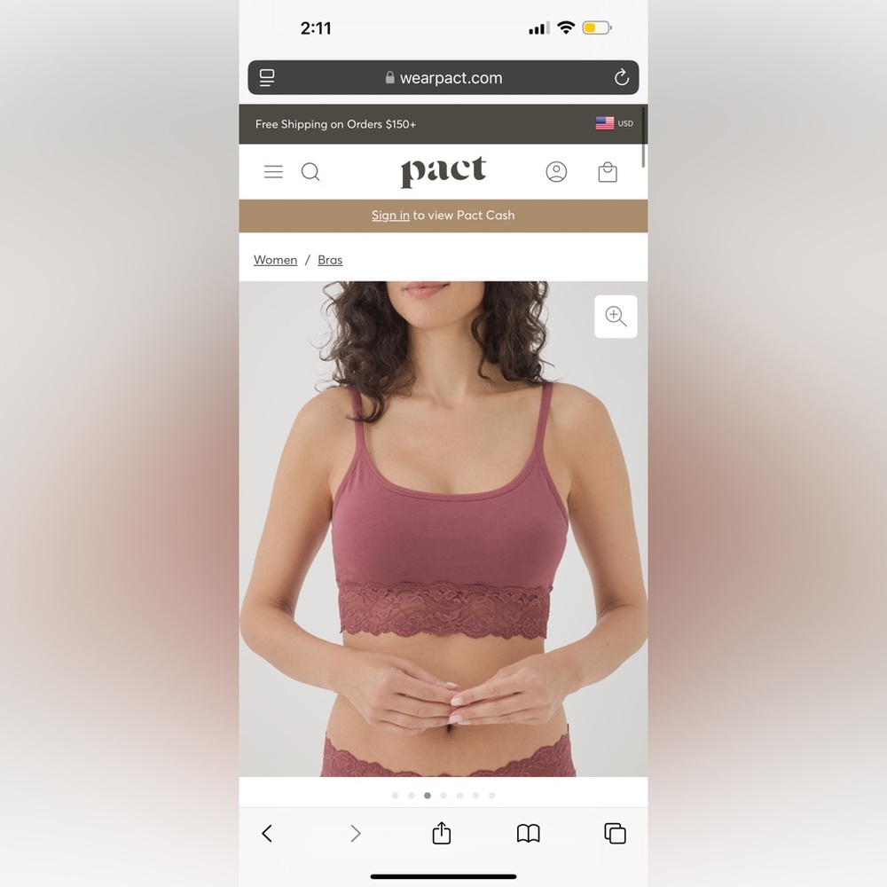 NWT Pact Mauve Lace Bra
